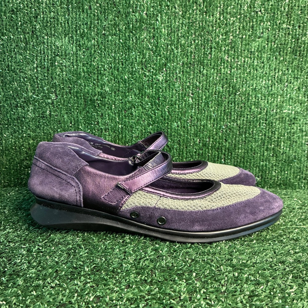 Aerosoles Gram Central Suede Mesh Comfort Mary Jane Flat Purple Shoes Womens 8.5